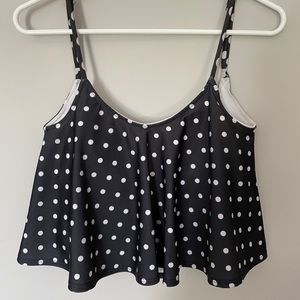 Kortni Jeane Original Swing Swim Top -SMALL - Black/White Dot